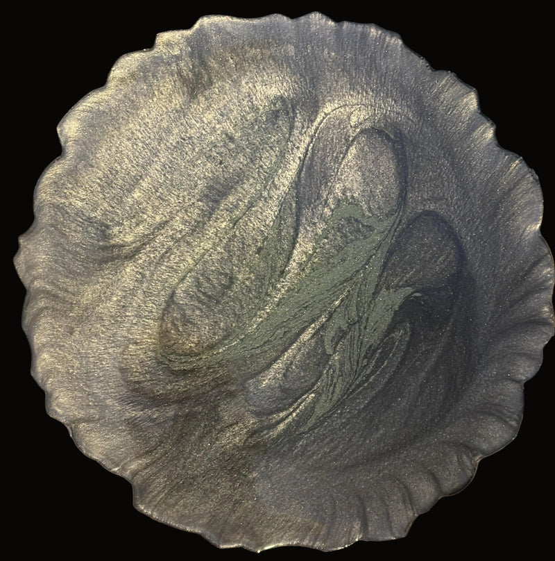 Epoxy Tray                                          Handmade green, silver and black epoxy tray 10" x 10"